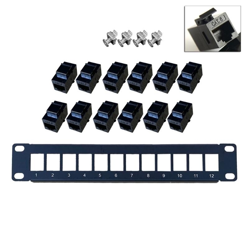 Patch Panel Cat6 - Патч-панель, 12 портов CAT6, 10G, поддержка